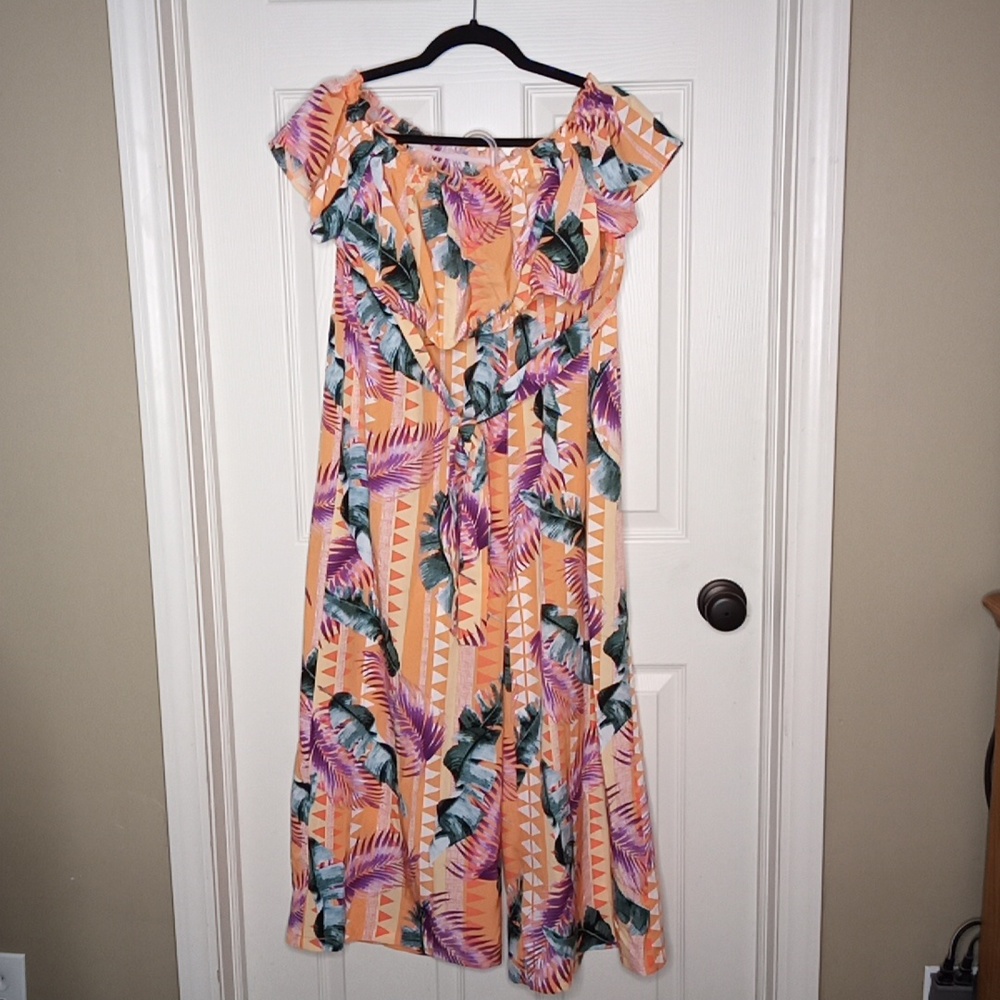 Shein Tropical Palm Tree 2-Pc Off Should (or not) Top & Pants Outfit XL …